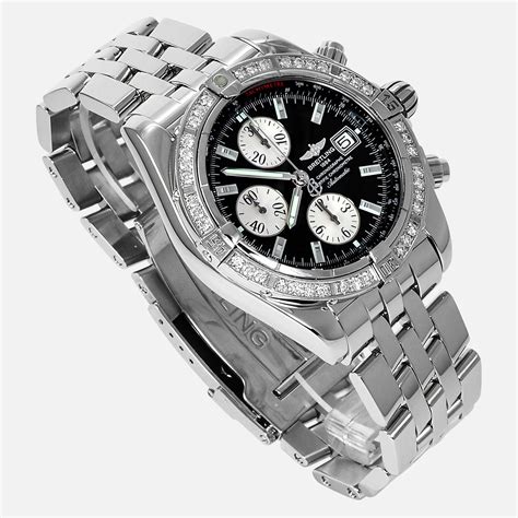 breitling chronomat evolution a13356 diamond bezel ebay|Breitling certifie chronometre 1884 b13356.